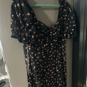 Chic Black Floral Midi Dress